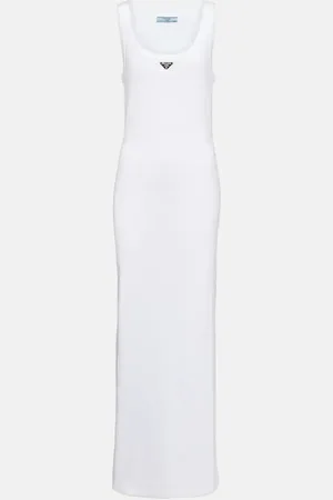 Prada Logo cotton jersey maxi dress