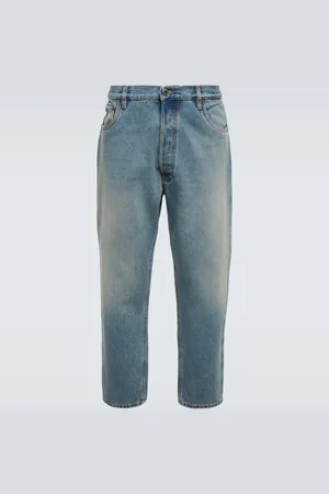Prada Distressed mid-rise tapered jeans