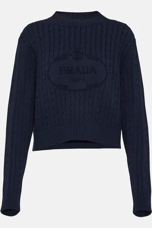 Prada Logo cotton cable-knit sweater