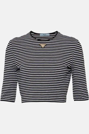 Prada Logo cotton-blend crop top