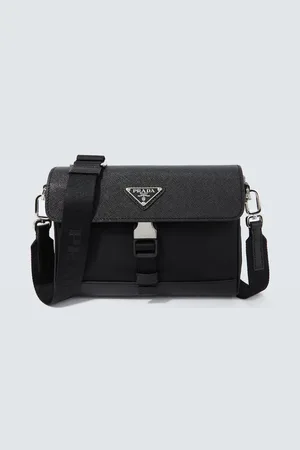 Prada Re-Nylon leather-trimmed crossbody bag