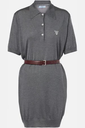 Prada Belted silk polo dress