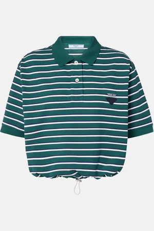 Prada Striped cropped cotton polo shirt