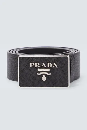 Prada Saffiano leather logo belt