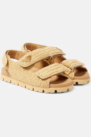 Prada Monolith crochet raffia-effect sandals