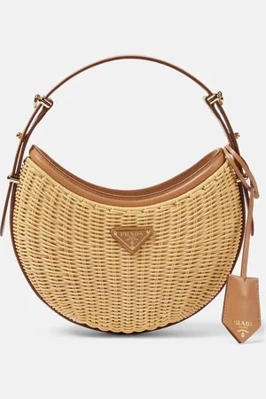 Prada ArquÃ© woven leather-trimmed shoulder bag