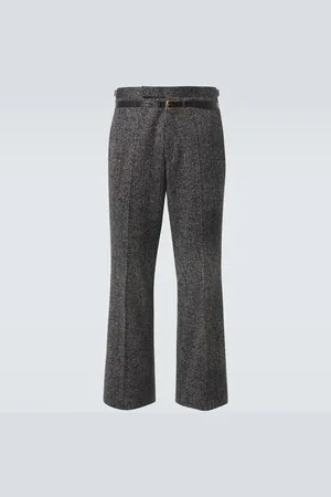 Prada Checked cotton gabardine wide-leg pants