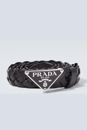 Prada Logo woven leather belt
