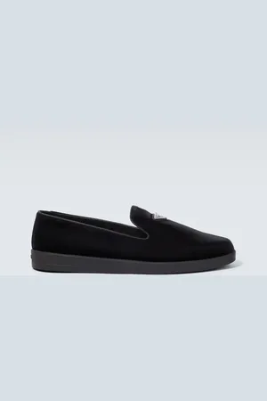 Prada Logo velvet loafers
