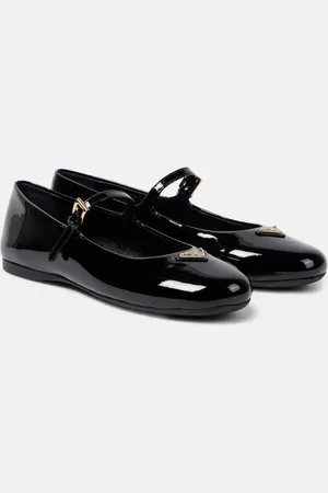 Prada Logo patent leather Mary Jane flats