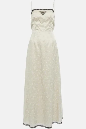 Prada Lace-trimmed floral maxi dress