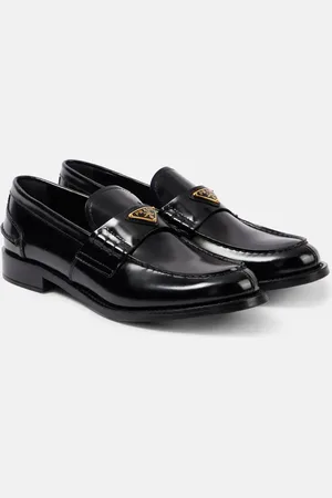 Prada Logo brushed leather loafers