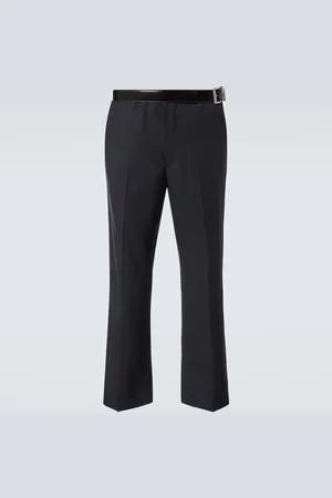 Prada Belted wool gabardine straight pants