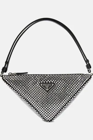 Prada Triangle embellished satin pouch