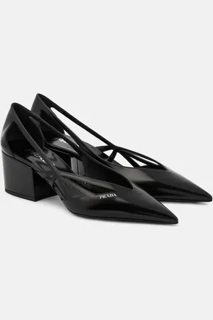 Prada 55 cutout brushed leather pumps