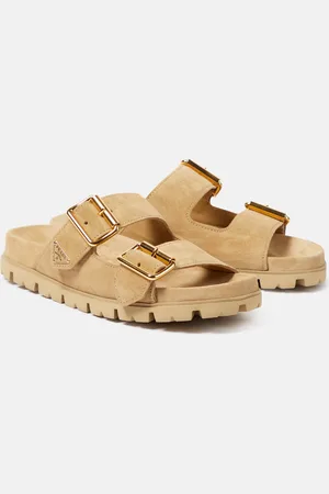 Prada Logo suede sandals