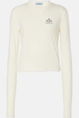 Prada Logo cotton jersey top