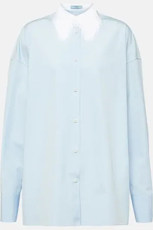 Prada Fringe-trimmed cotton poplin shirt