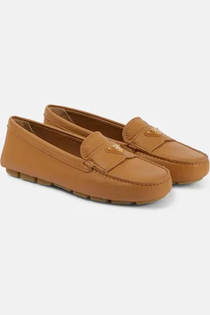 Prada Logo leather moccasins