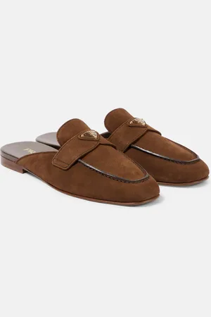 Prada Logo suede mules