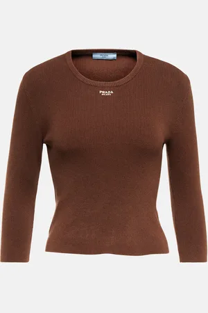 Prada Logo ribbed-knit cotton-blend sweater