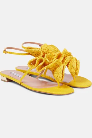 Aquazzura Noches Tropicales raffia flats