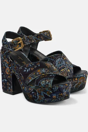 Etro Floral velvet platform sandals