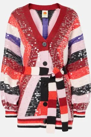 Farm Rio Striped sequined cardigan