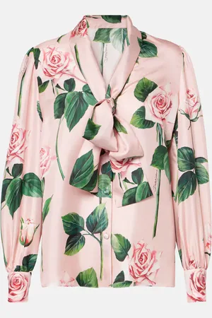 Dolce & Gabbana Floral tie-neck silk satin blouse