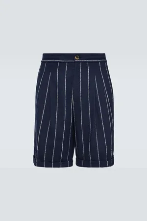 Brunello Cucinelli Chalk stripe linen, wool, and silk-blend shorts