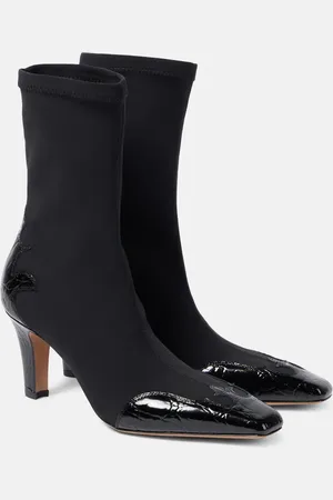 PARIS TEXAS Belle 75 patent leather-trimmed ankle boots