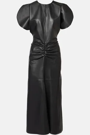 Victoria Beckham Ruched leather gown