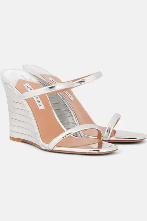 Aquazzura Riviera Chain 95 faux leather wedge sandals