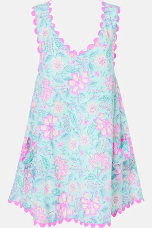 Juliet Dunn Floral embroidered poplin beach dress