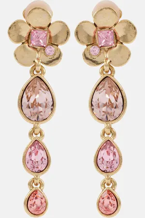 Oscar de la Renta Floral embellished clip-on earrings