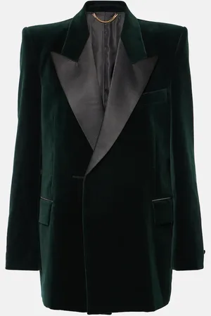 Victoria Beckham Satin-trimmed velvet blazer