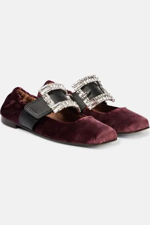 Dolce & Gabbana Embellished leather-trimmed velvet flats