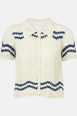 ANNA KOSTUROVA Nautical chevron crochet cotton shirt