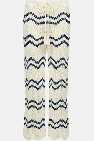 ANNA KOSTUROVA Nautical crochet cotton wide-leg pants