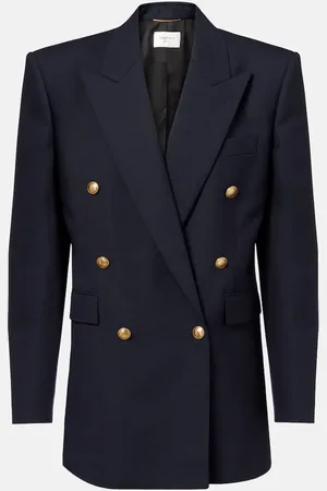 Saint Laurent Double-breasted wool chinÃ© blazer