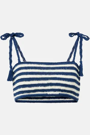 ANNA KOSTUROVA Coastal striped crochet cotton crop top