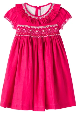 La Coqueta Embroidered smocked linen dress