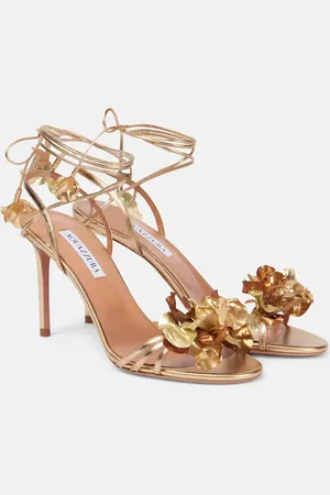 Aquazzura Summer Sun 85 metallic leather sandals
