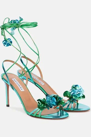 Aquazzura Summer Sun 85 metallic leather sandals
