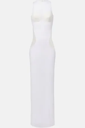 Jean Paul Gaultier Paneled semi-sheer tulle maxi dress