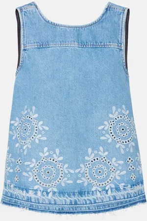 Ganni Broderie anglaise denim top