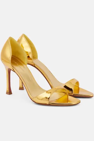 Amina Muaddi Agnese 95 mirrored leather sandals