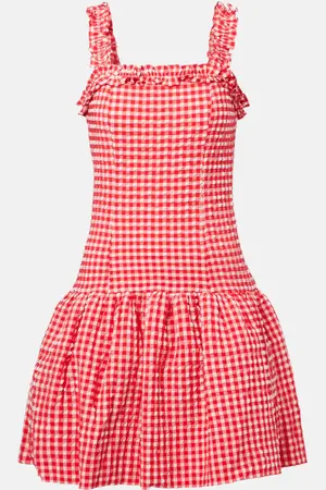 Ganni Seersucker ruffled minidress