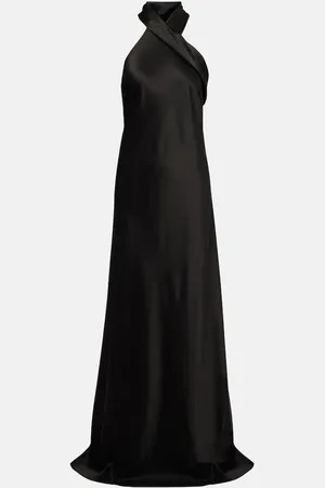 GALVAN Satin halter neck gown