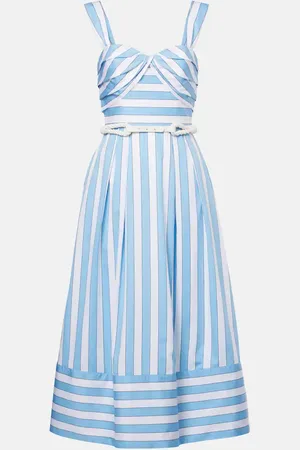 Rebecca Vallance Nilah striped belted cotton midi dress
